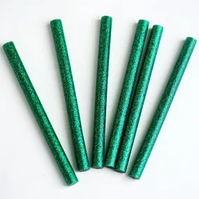 10 pcs Green Glitter Hot Melt Glue Sticks For DIY Art Craft Sealing Repair Tool - 7mm x 4"