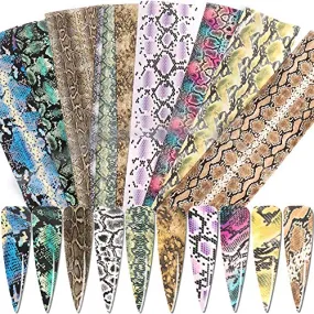 10 Sheets Snake Skin Nail Foil Transfers Stickers Python Pattern Laser Starry Sky Nail Art DIY Decals for Women Girls Decoration Manicure Design