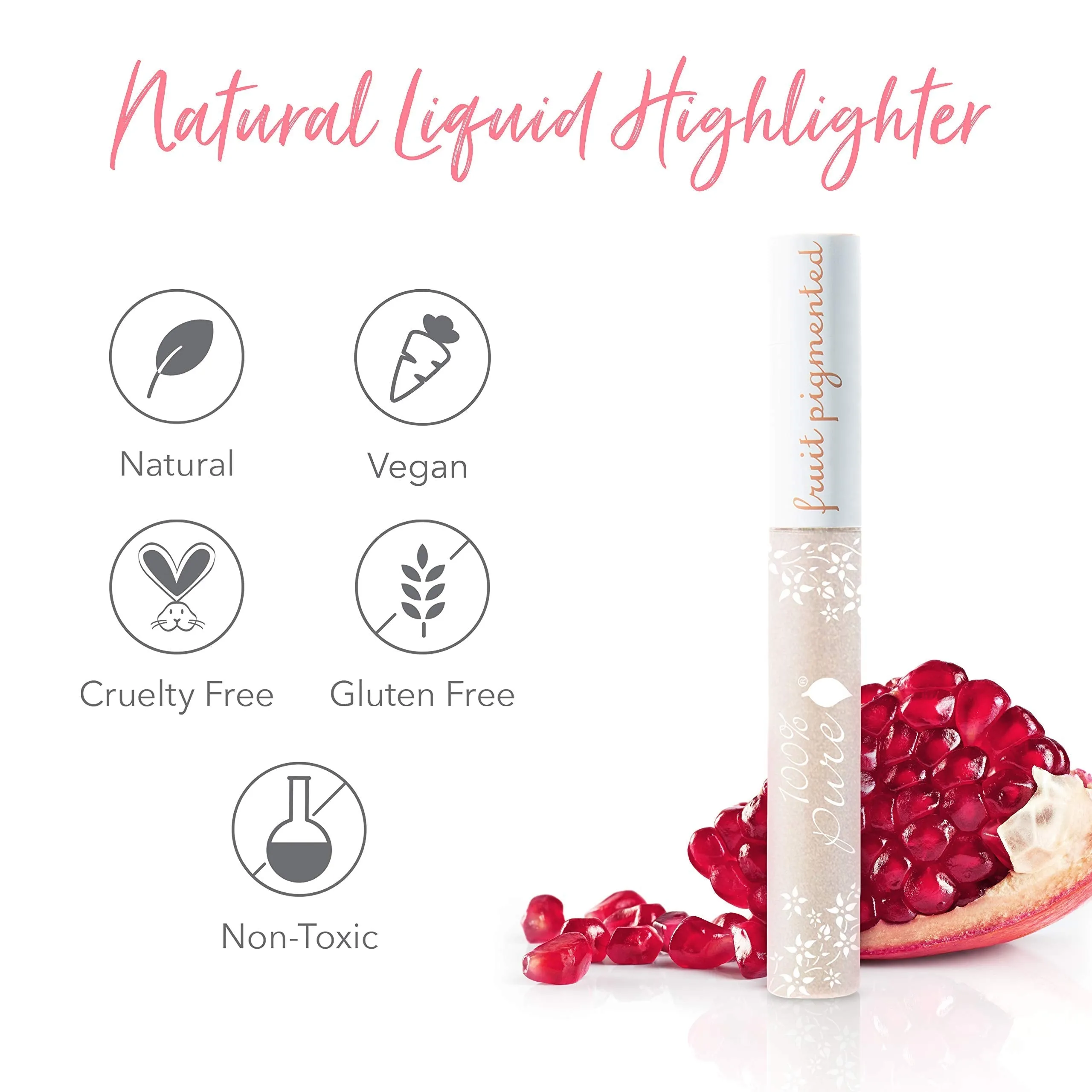 100% PURE Luminating Highlighter Creme, Northern Light, Liquid Highlighter Makeup w/ Natural Shimmer, Face Highlighter for Glowing Skin, Shimmery Finish (Cool w/ Pink-Blue Undertone) - 0.24 Fl Oz