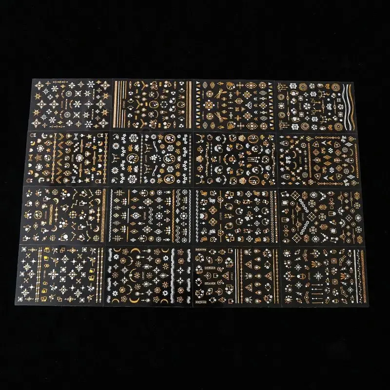 16 Pcs Nail Stickers Bronzing White Small Flower Nail Decals Adhesive Glue-free Nail Decals