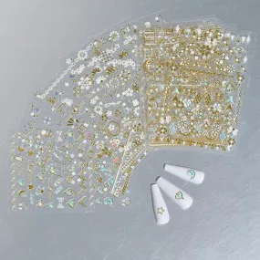 16 Pcs Nail Stickers Bronzing White Small Flower Nail Decals Adhesive Glue-free Nail Decals