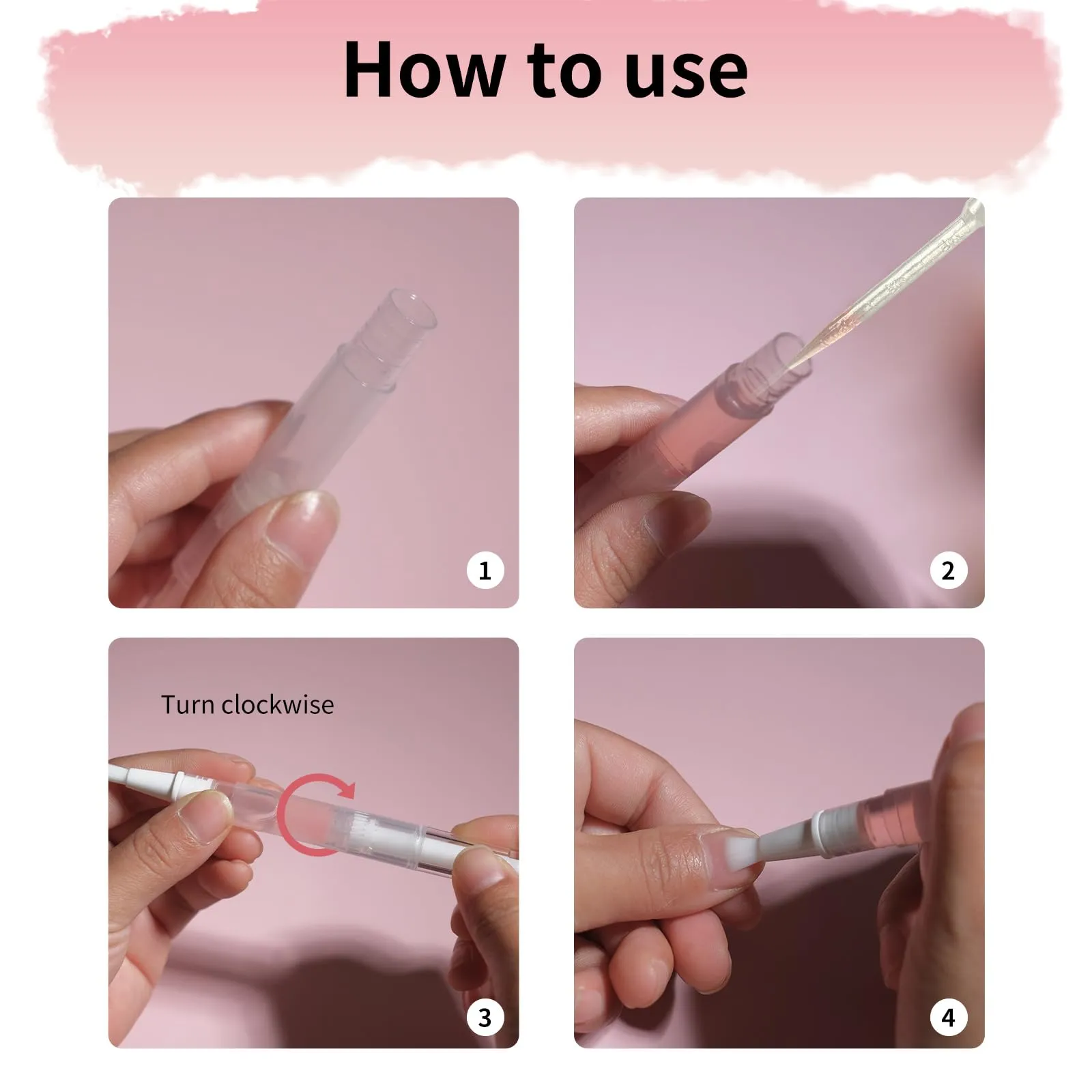 50 Pack 3 ML Transparent Twist Pens 10 Pcs dropper Empty Cuticle Nail Oil Pen Nail Applicators with Brush Tip Cosmetic Lip Gloss Containers Applicators with 10 labels Eyelash Growth Liquid Tube