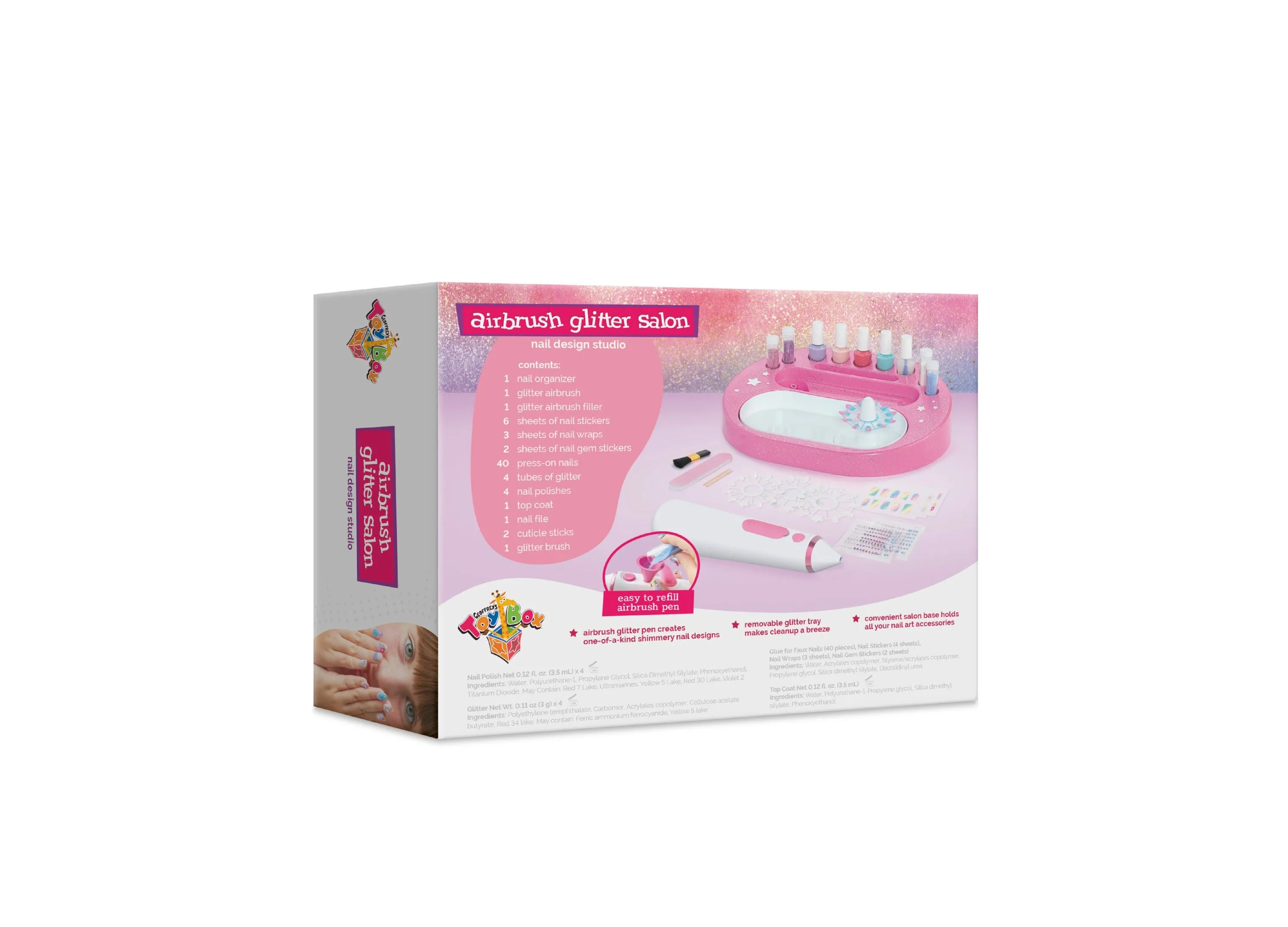 Airbrush Glitter Salon Nail Design Studio Kit - Home Manicure Set
