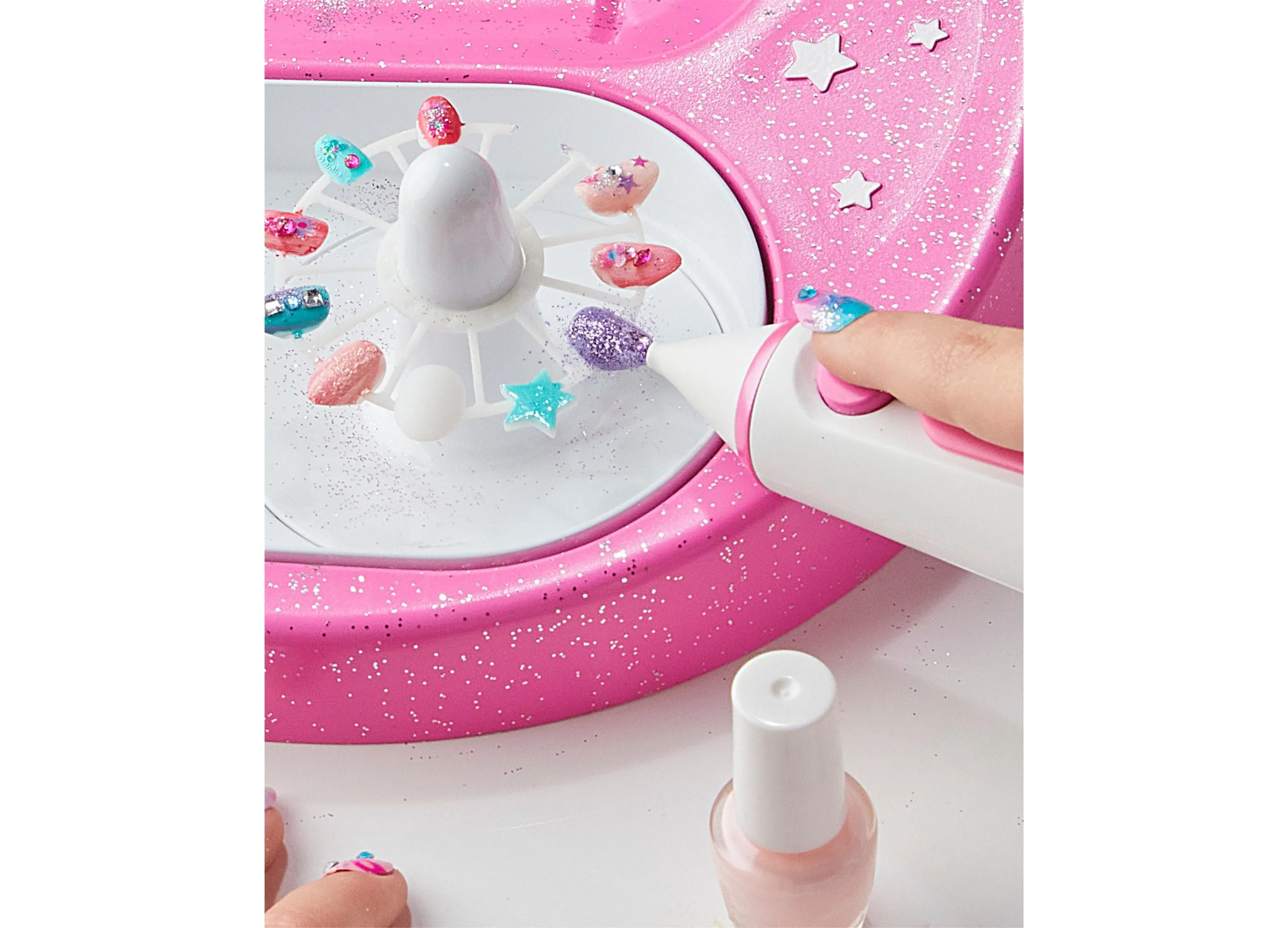 Airbrush Glitter Salon Nail Design Studio Kit - Home Manicure Set