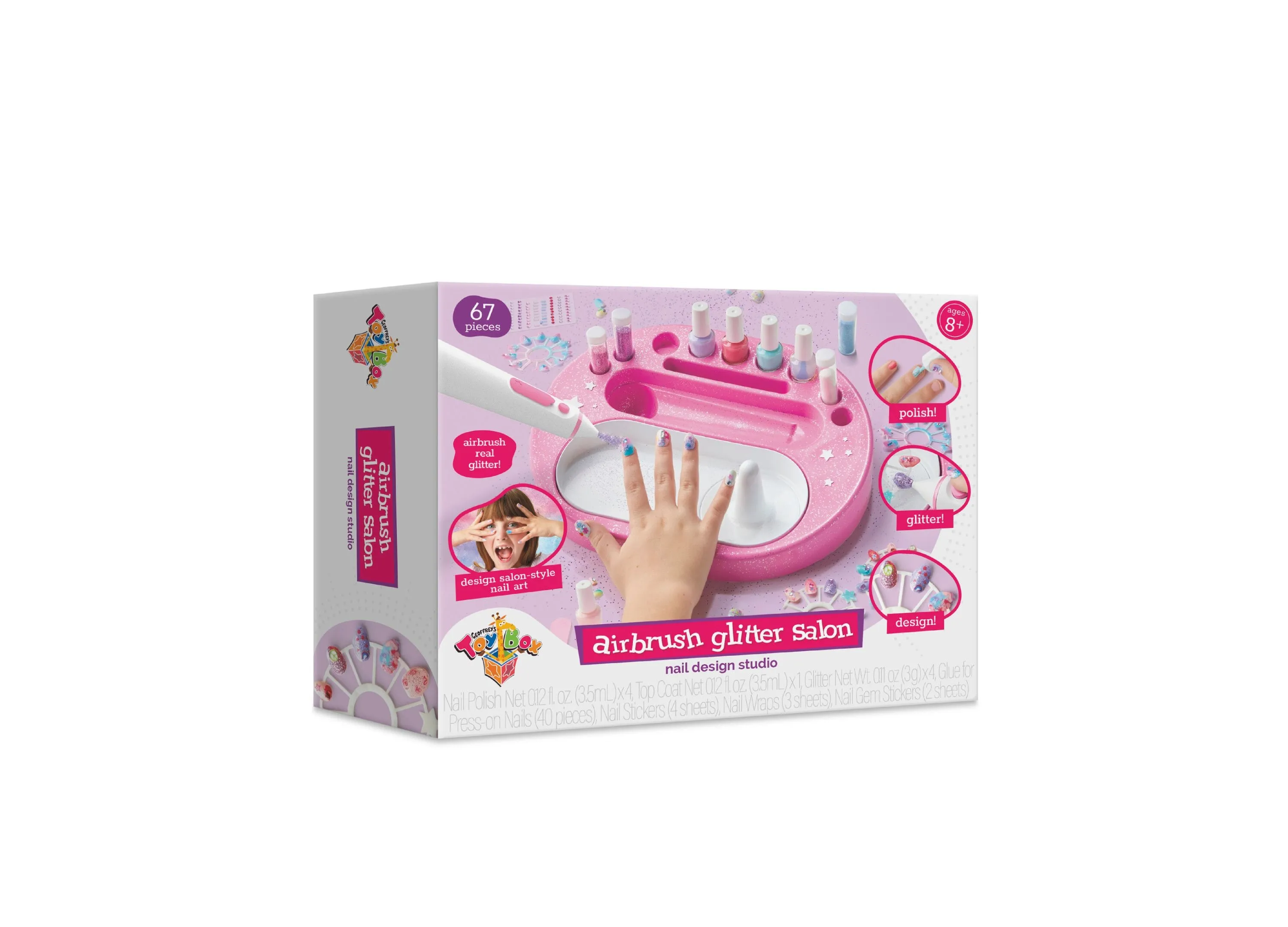 Airbrush Glitter Salon Nail Design Studio Kit - Home Manicure Set