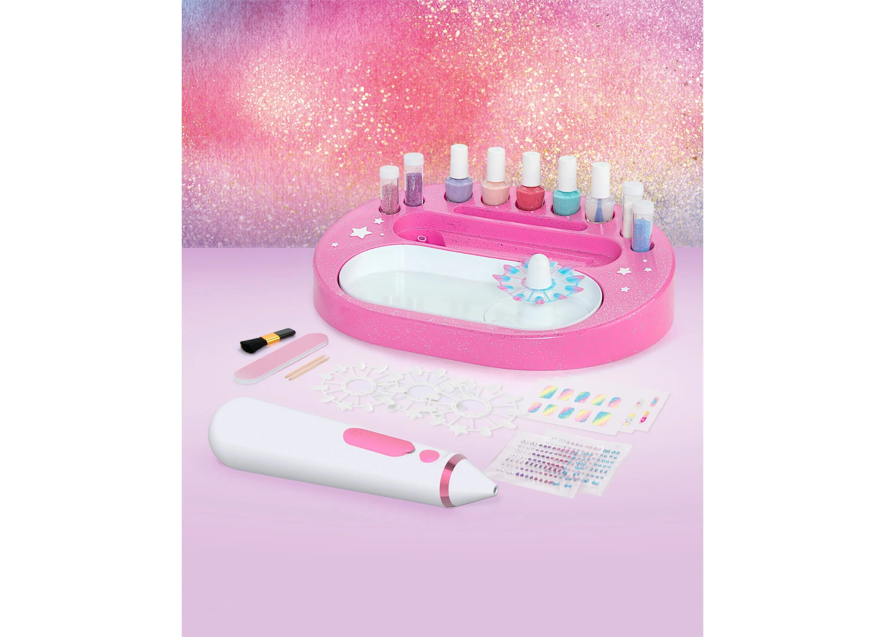 Airbrush Glitter Salon Nail Design Studio Kit - Home Manicure Set