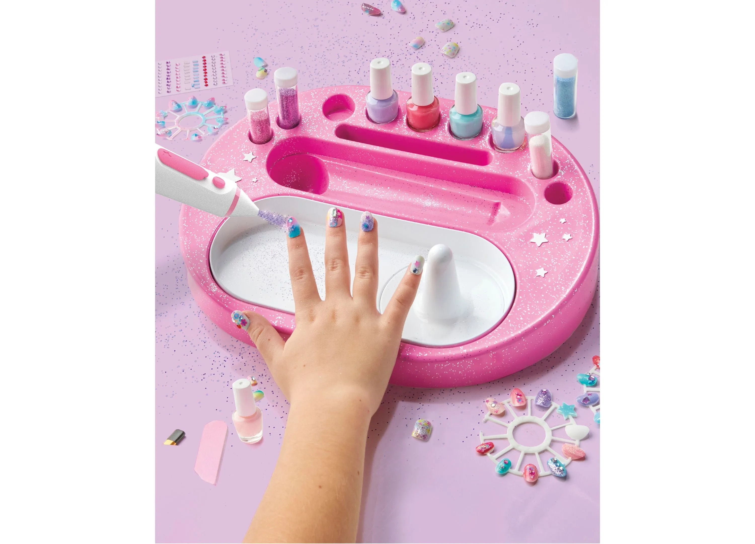 Airbrush Glitter Salon Nail Design Studio Kit - Home Manicure Set