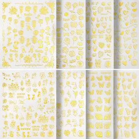Black Nail Stickers Self-Adhesive - 8 Sheets 3D Designer Nail Art Decals for Acrylic Nail Supplies or DIY Nail Art Decorations