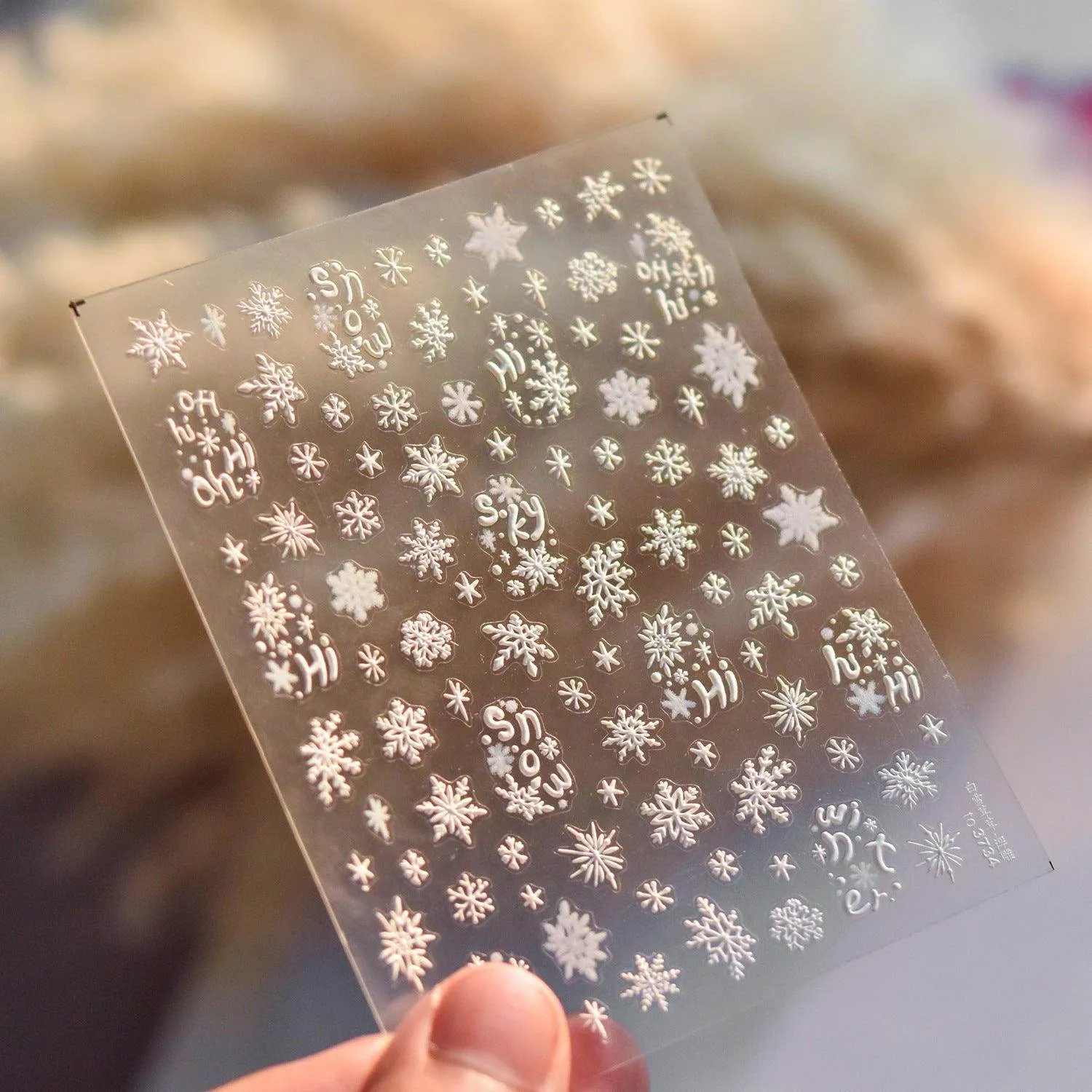 Blue Snowflake Nail Art Stickers Adhesive Embossed Winter Snow Sticker Decals to3734