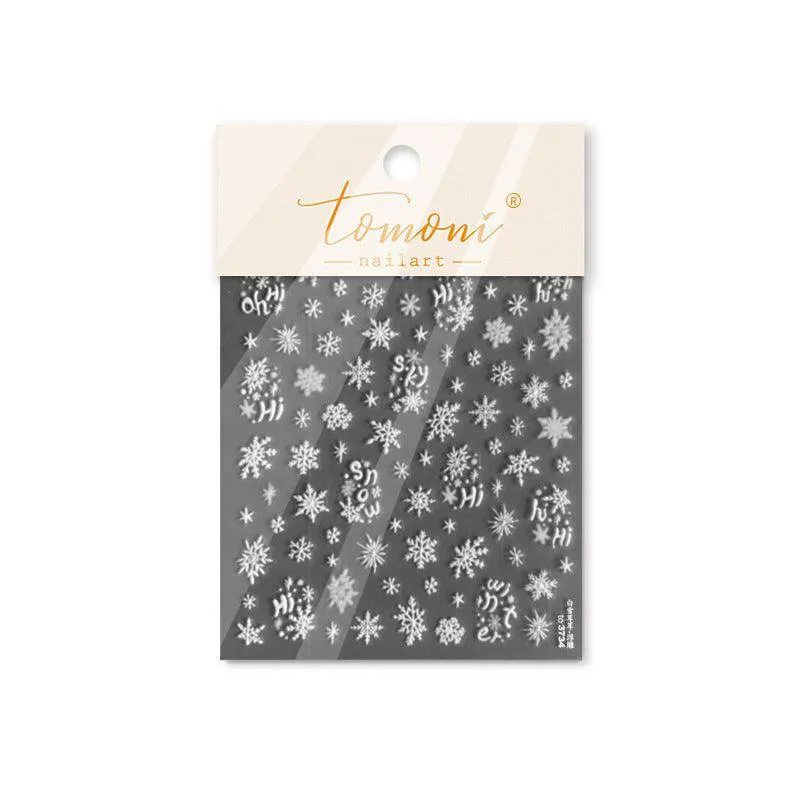 Blue Snowflake Nail Art Stickers Adhesive Embossed Winter Snow Sticker Decals to3734