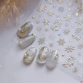 Blue Snowflake Nail Art Stickers Adhesive Embossed Winter Snow Sticker Decals to3734