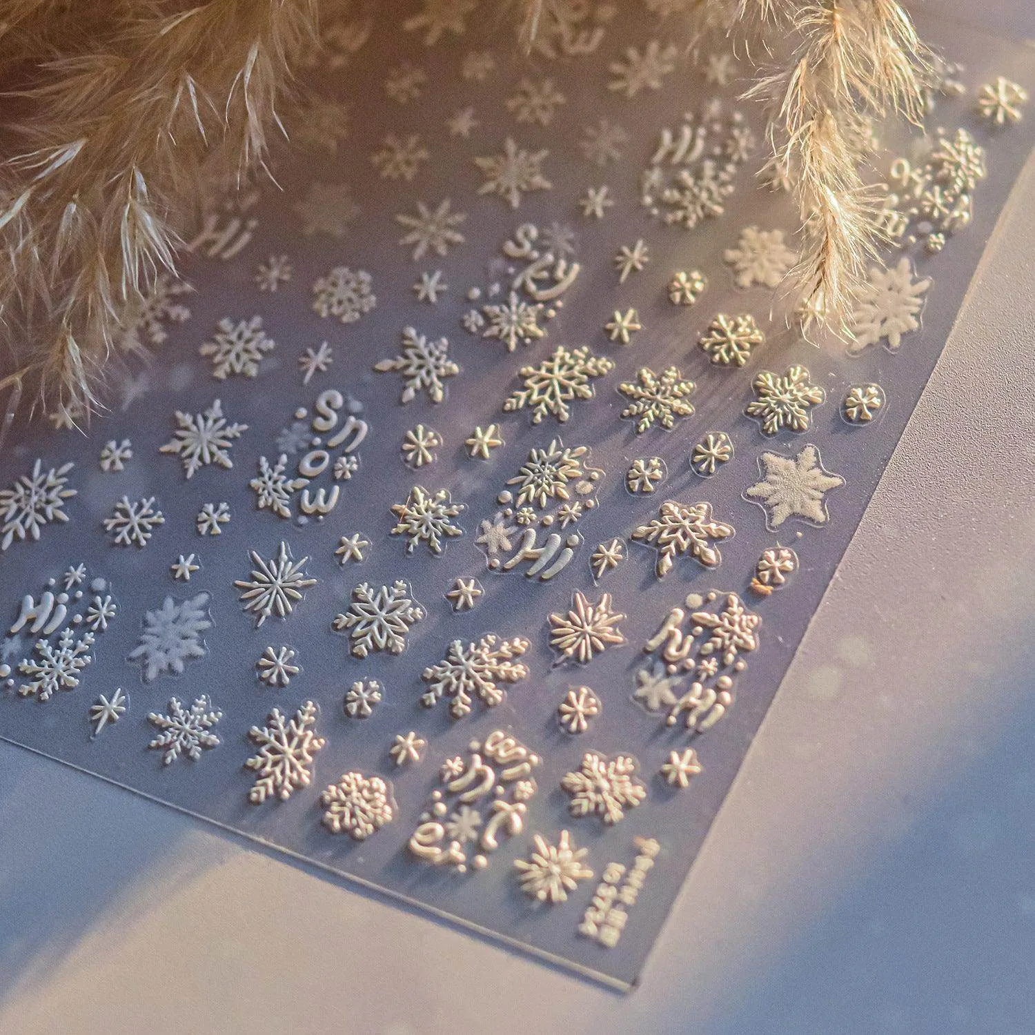 Blue Snowflake Nail Art Stickers Adhesive Embossed Winter Snow Sticker Decals to3734