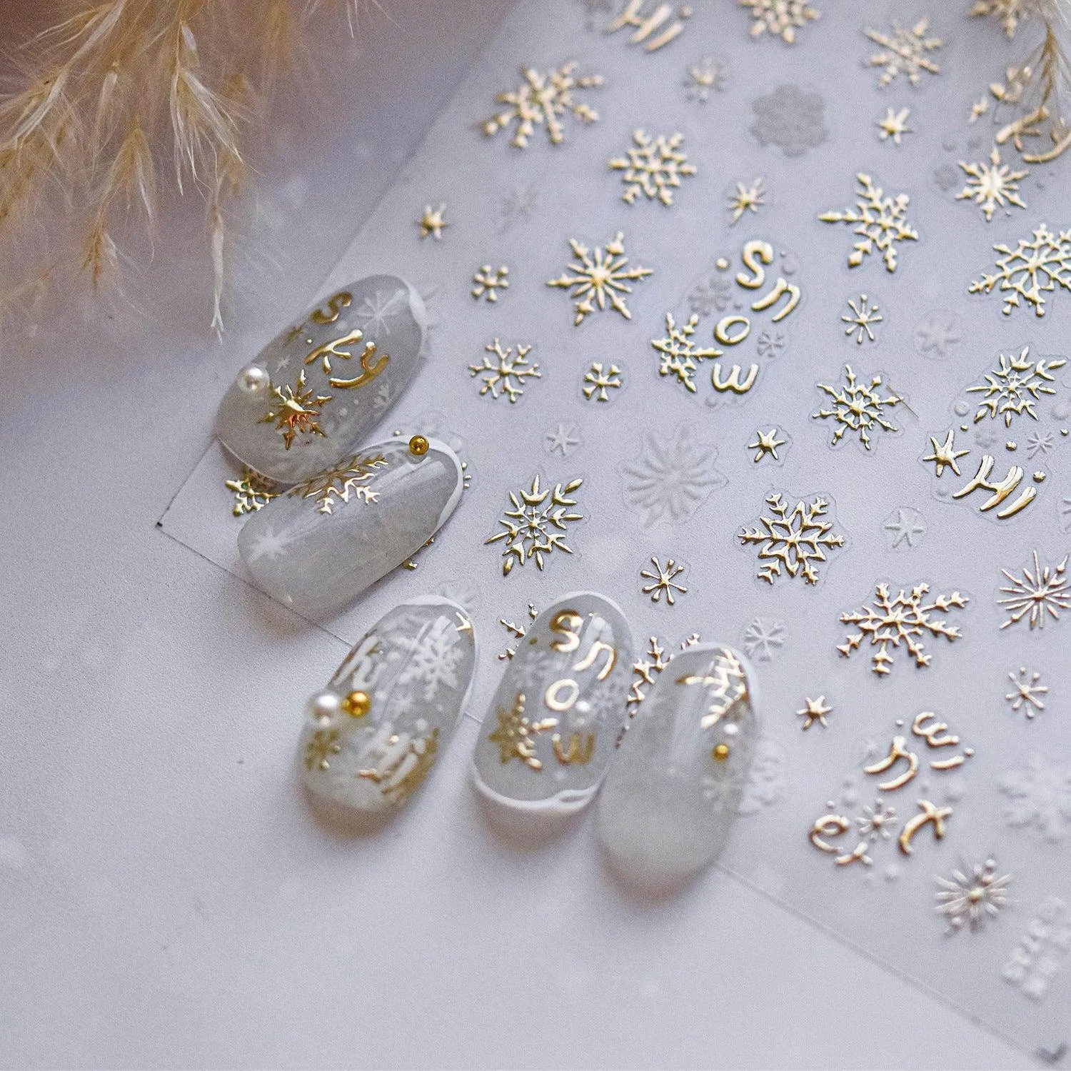 Blue Snowflake Nail Art Stickers Adhesive Embossed Winter Snow Sticker Decals to3734