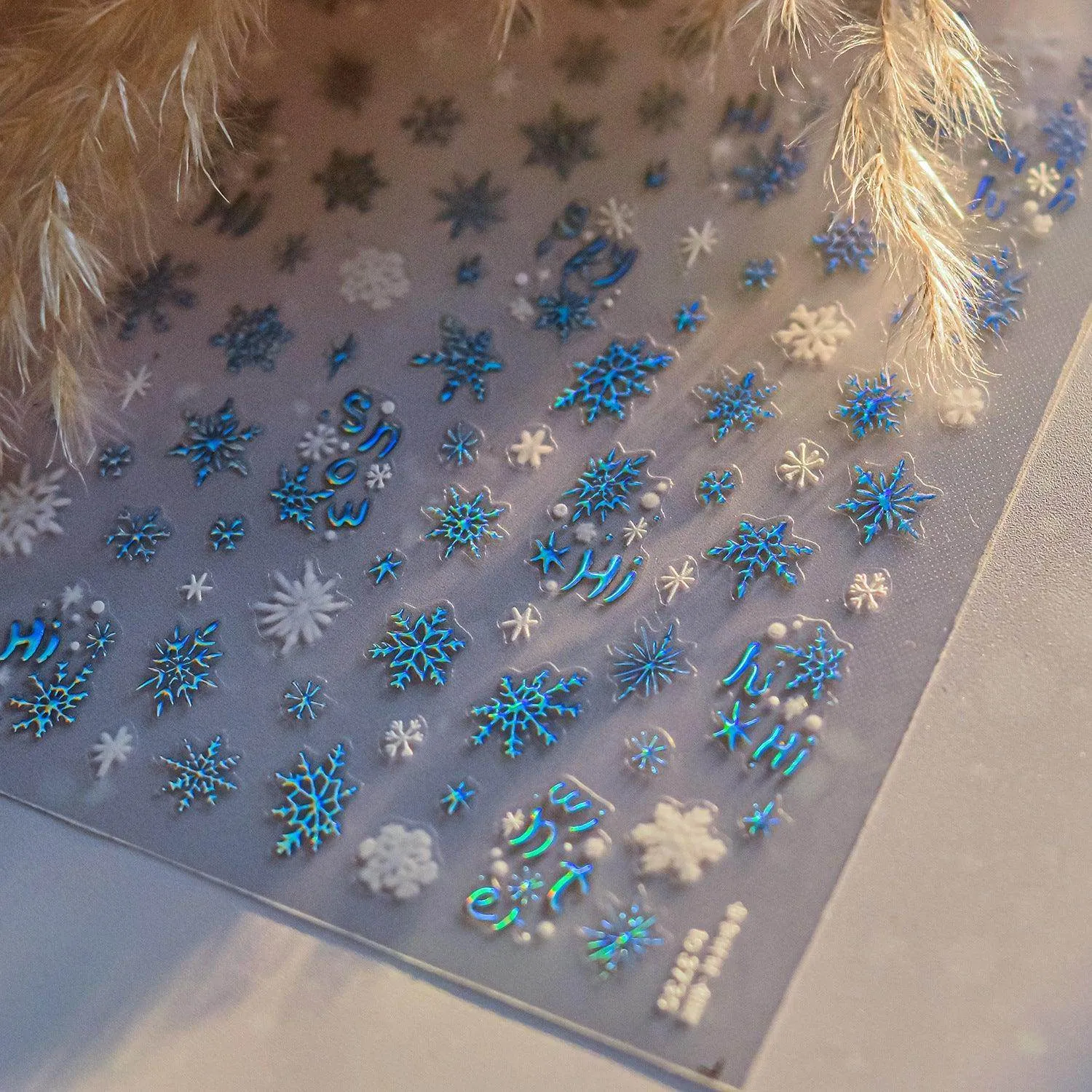Blue Snowflake Nail Art Stickers Adhesive Embossed Winter Snow Sticker Decals to3734