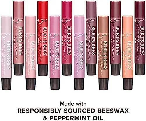 Burt's Bees Shimmer Lip Tint Set, Tinted Lip Balm Stick, Moisturizing for All Day Hydration with Natural Origin Glowy Pigmented Finish & Buildable Color, Guava (4-Pack)