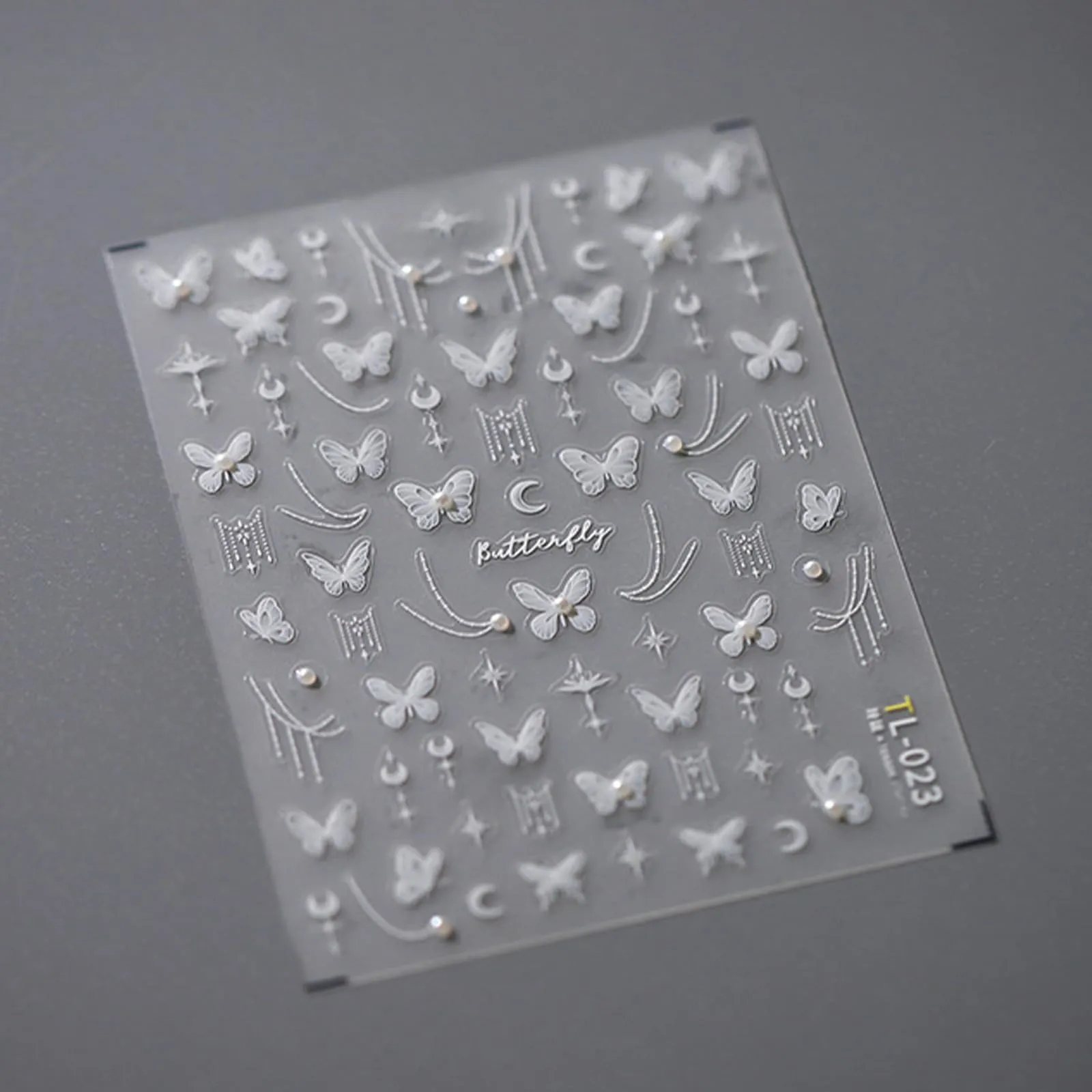Butterfly Nail Art Stickers 3D Self-Adhesive Nail Decals Bling Rhinestone White Laser Colourful Butterfly Nail Art Supplies for Women and Girls Acrylic Nails DIY Design Decoration 2 Sheets