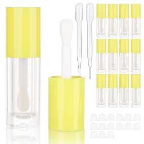COSIDEA 14pcs Empty Yellow 6ml big doe foot wand lip gloss tubes Round Chunky lipgloss tubes containers wholesale with thick large brush
