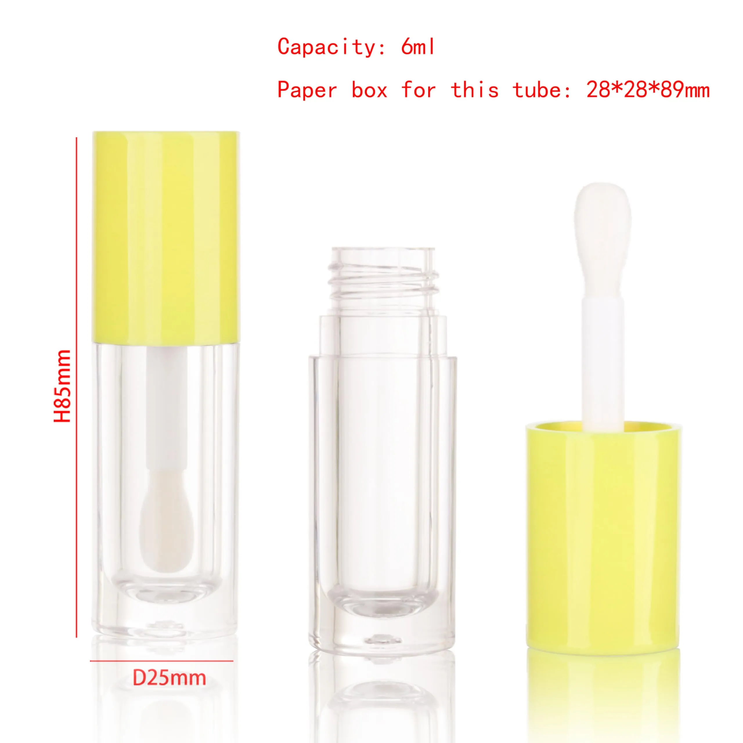 COSIDEA 14pcs Empty Yellow 6ml big doe foot wand lip gloss tubes Round Chunky lipgloss tubes containers wholesale with thick large brush