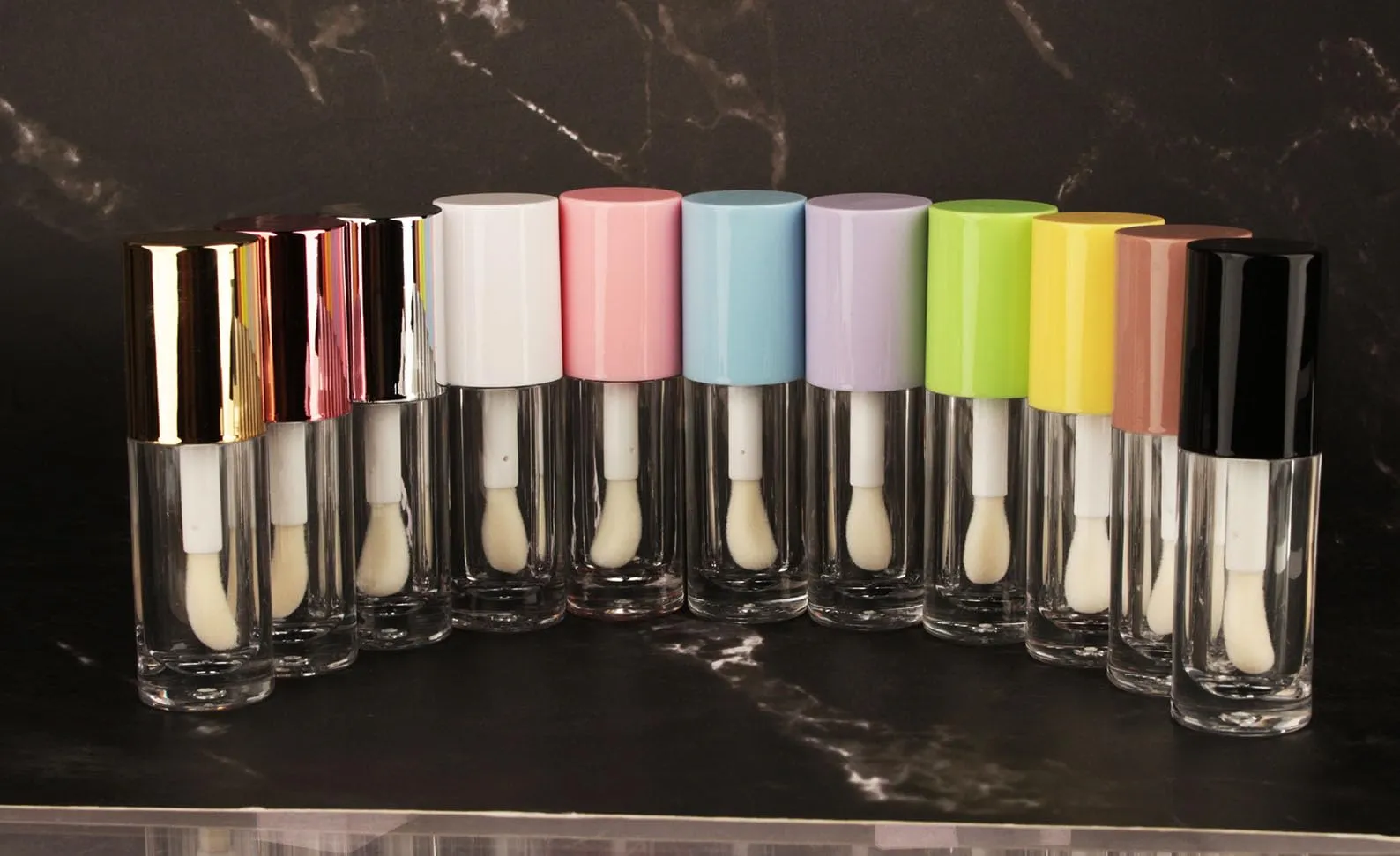 COSIDEA 14pcs Empty Yellow 6ml big doe foot wand lip gloss tubes Round Chunky lipgloss tubes containers wholesale with thick large brush