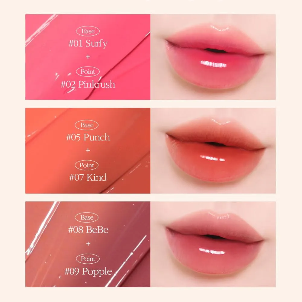 COSNORI Flow Wave Lip Tint - Vegan Glassy Lip Gloss, Lightweight & Long-lasting, Plant-derived Oil Moisturizer (02 PINK RUSH)