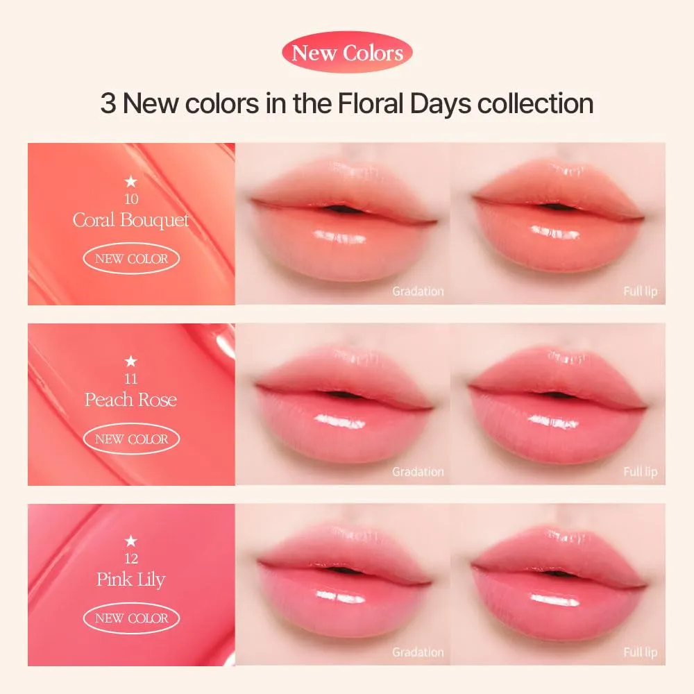 COSNORI Flow Wave Lip Tint - Vegan Glassy Lip Gloss, Lightweight & Long-lasting, Plant-derived Oil Moisturizer (02 PINK RUSH)