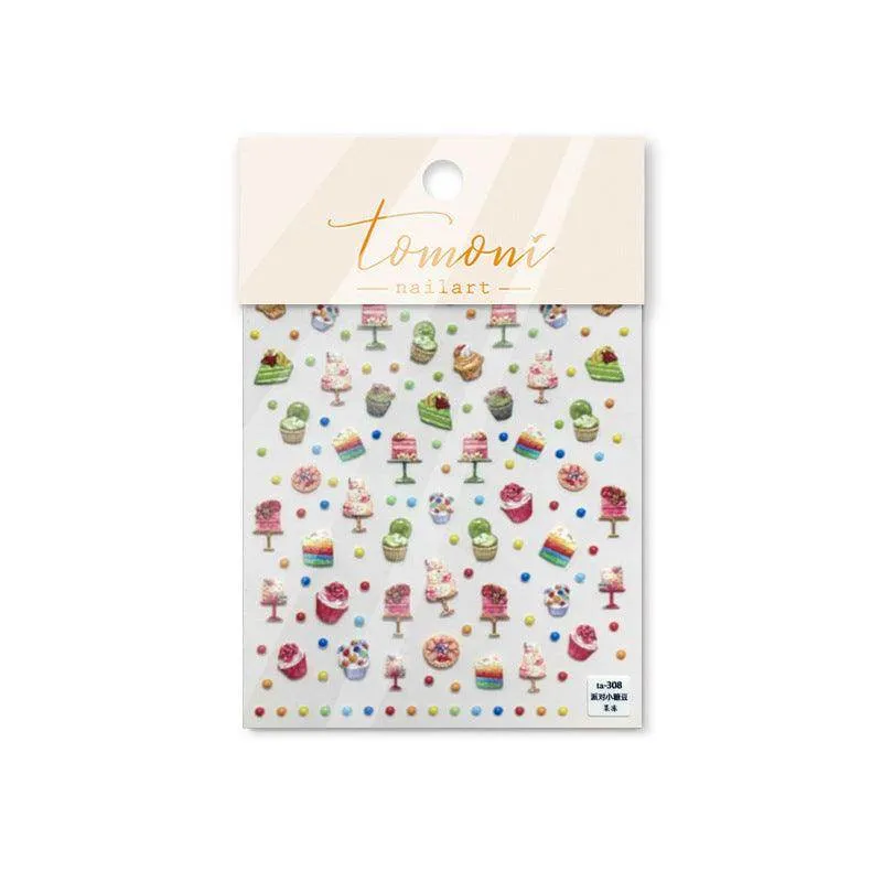 Cupcake Nail Art Stickers Adhesive Embossed Dessert Sticker Decals TA307