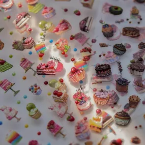 Cupcake Nail Art Stickers Adhesive Embossed Dessert Sticker Decals TA307