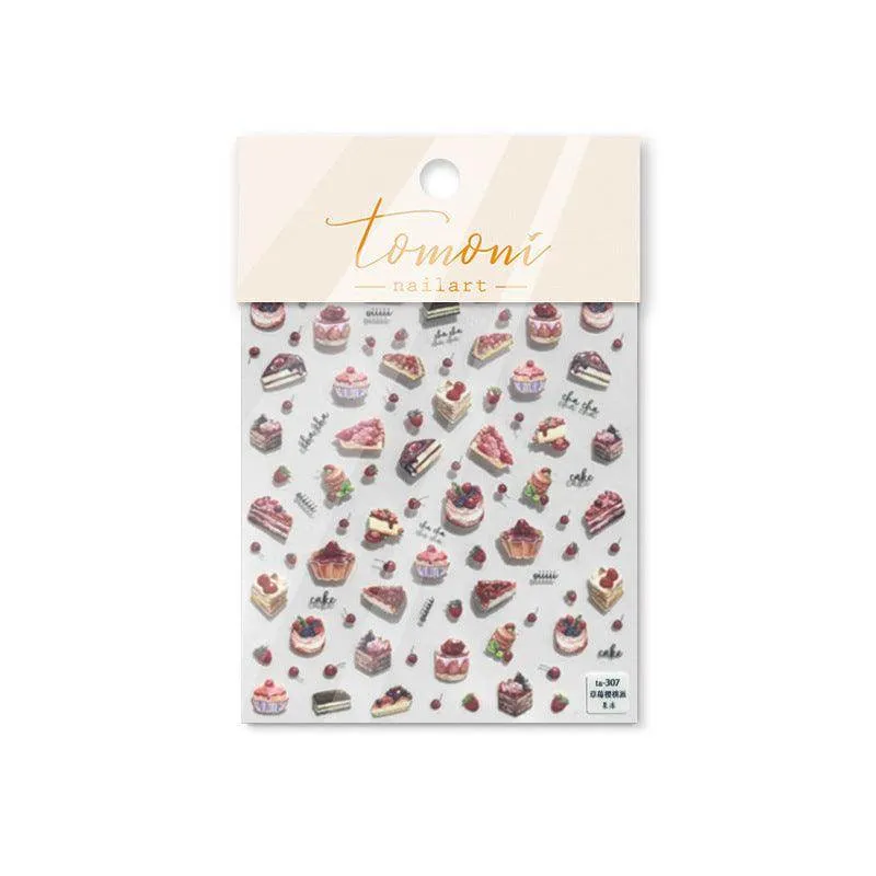 Cupcake Nail Art Stickers Adhesive Embossed Dessert Sticker Decals TA307