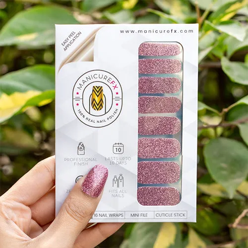 Dark Pink Nails With Glitter - Glowing Galaxy - Nail Wraps (Standard)