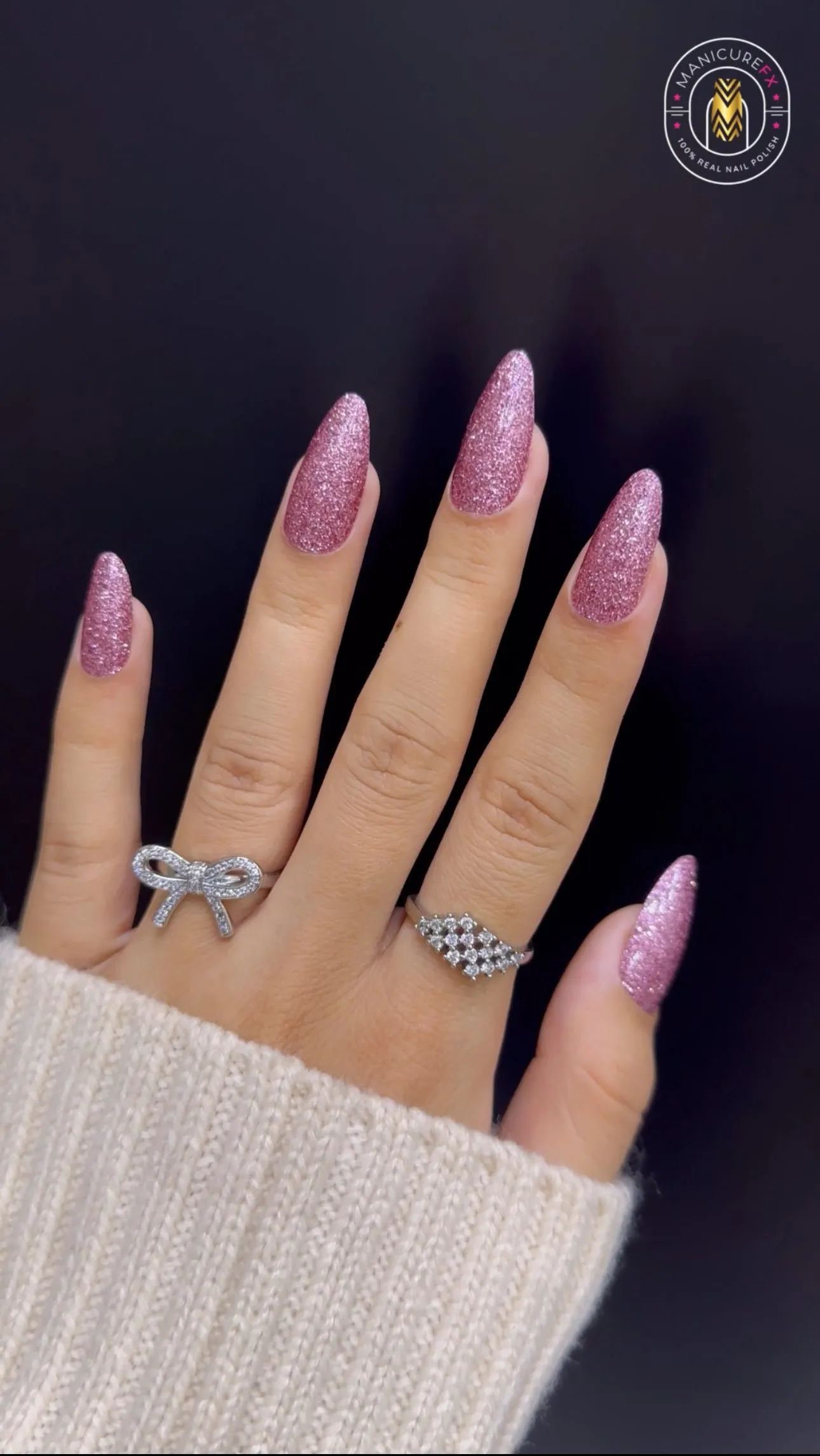 Dark Pink Nails With Glitter - Glowing Galaxy - Nail Wraps (Standard)