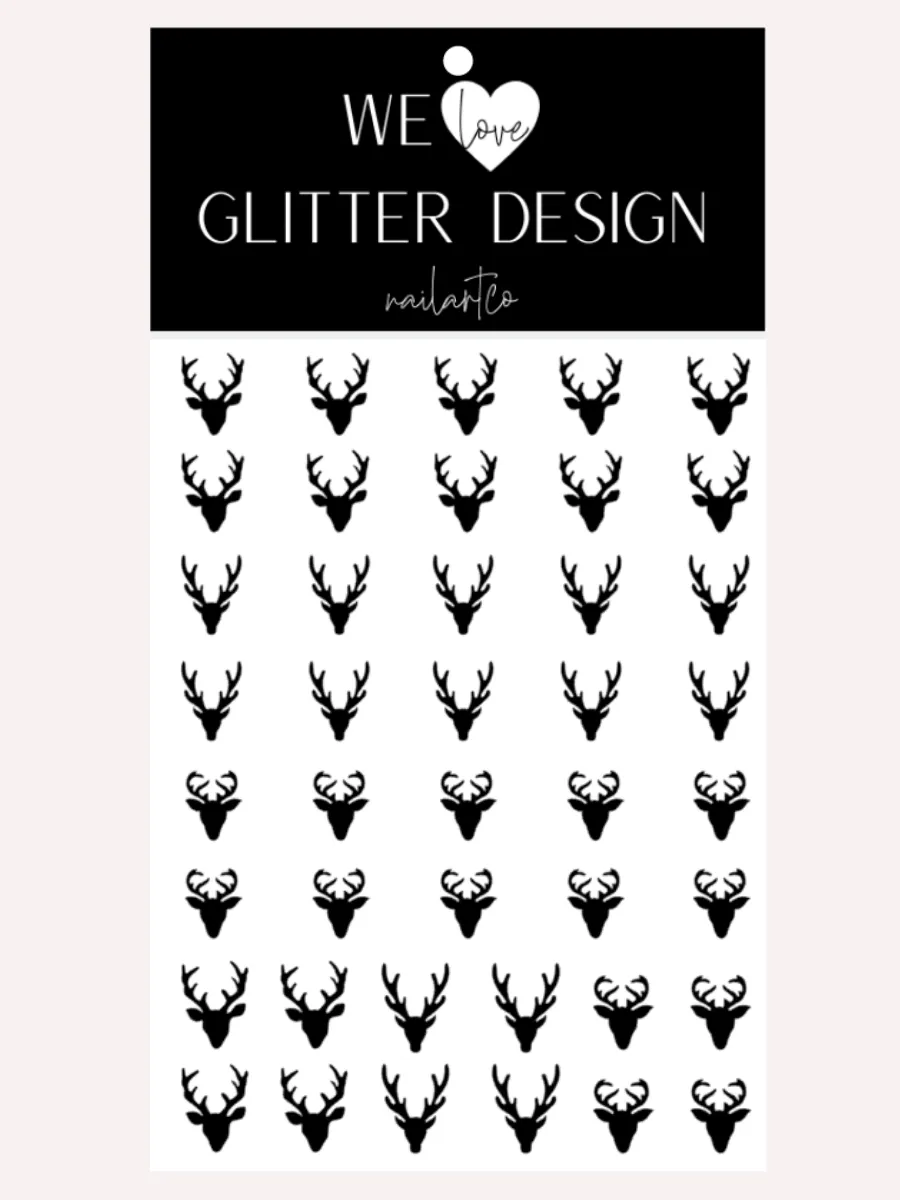 Deer Head Nail Decal | Black