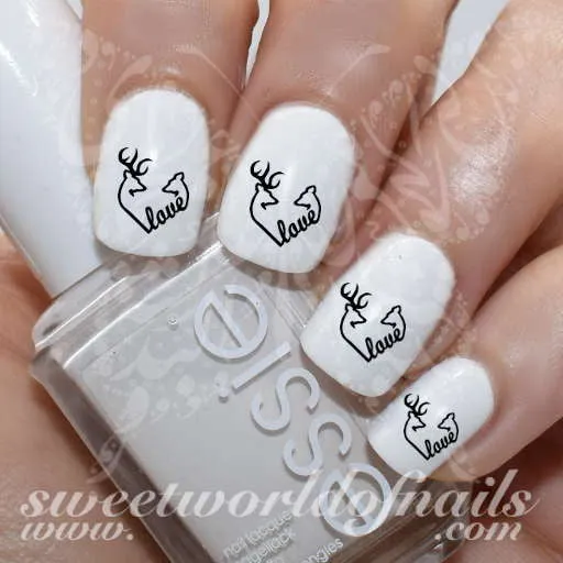 Deer Love Word Nail Art Nail Water Decals Transfers Wraps