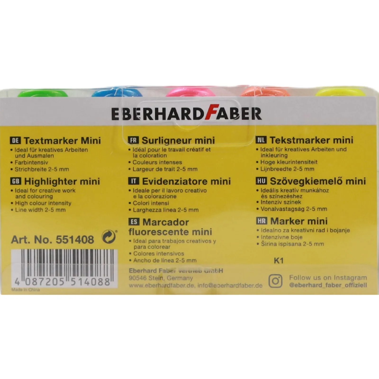 Eberhard and Faber - Mini Highlighters - Glitter Neon Set of 5