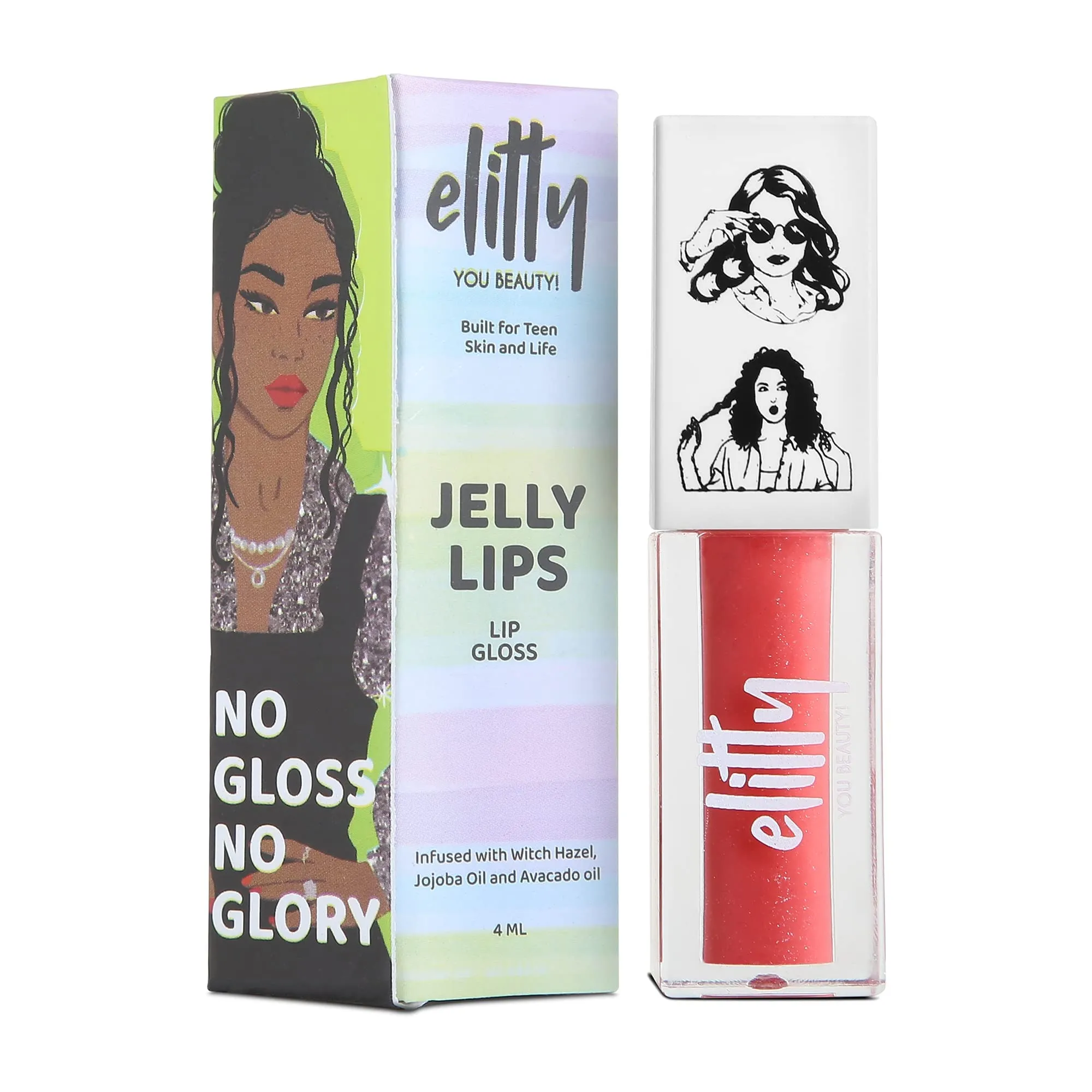 Elitty Jelly Lips- Pink Lip Gloss for High Shine, Glossy Finish & Hydrating Lips with Jajoba Oil & Vitamin E | Vegan & Cruelty-Free, Pretty Chill  (4 ML)