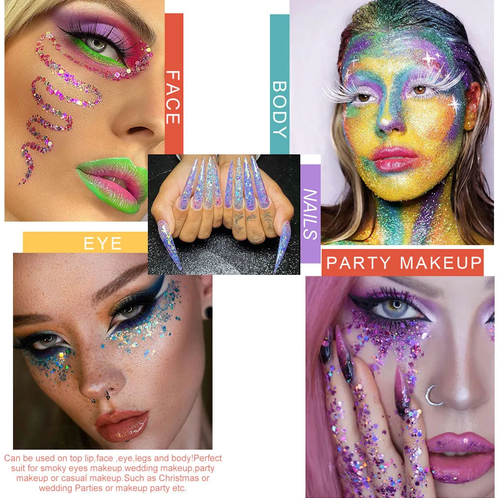 evpct 40 Colors Glitter Sparkle Glue Eyeshadow Makeup Palette,Green White Silver Gold Red Bright Shimmery Sparkly Smoky Pressed Glitter Professional Eyeshadow Pallet Palettes Eye Glitter Gel For Eyes