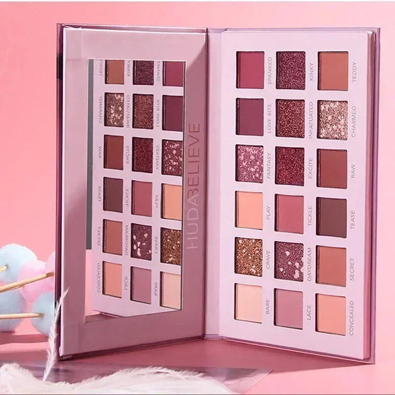 FLYTONN-9/18/35 Colors Eyeshadow Palette With Makeup Mirror Pearlescent Matte Glitter Shimmer Pigment Nude Long Lasting Eye Shadow
