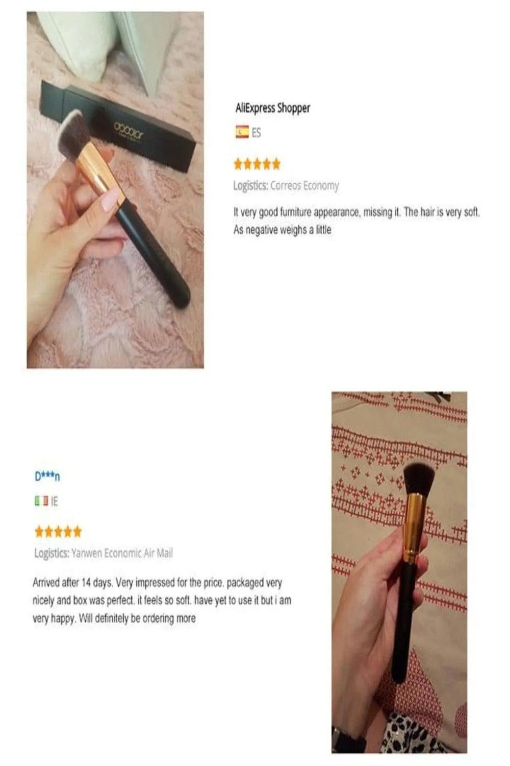Foundation Fan Contour Flat Top Highlighter Makeup Brushes