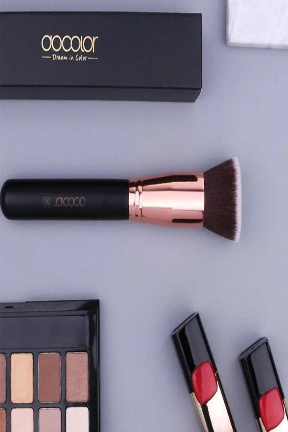 Foundation Fan Contour Flat Top Highlighter Makeup Brushes