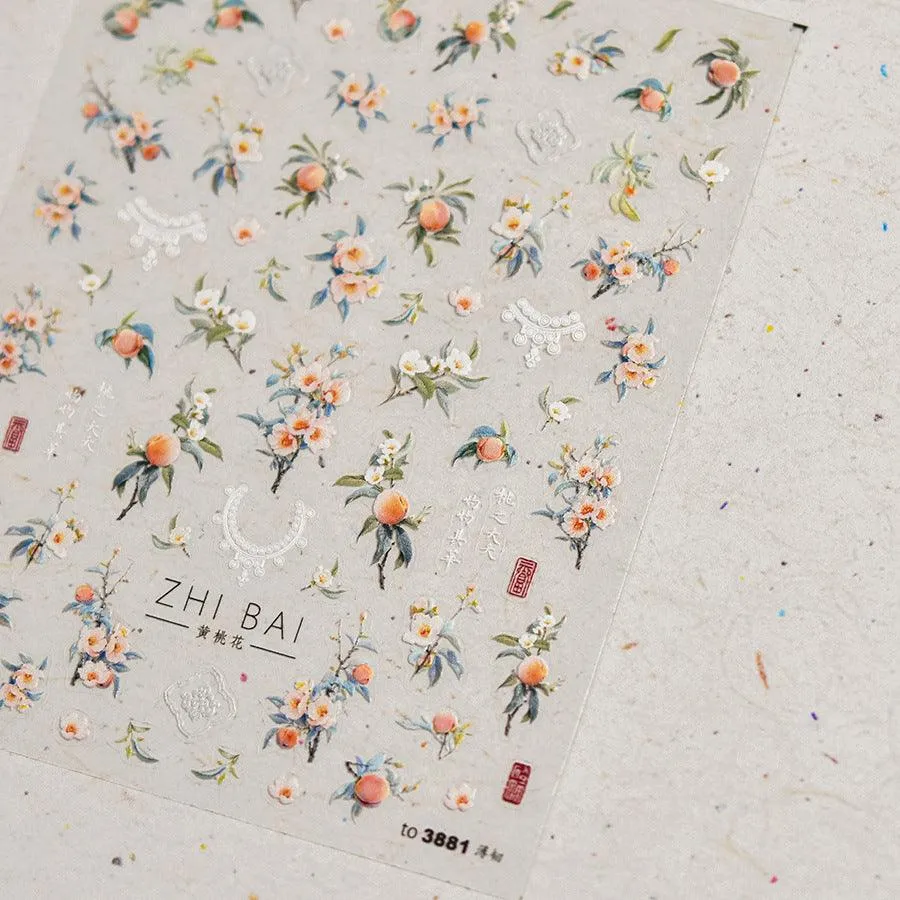 Fruit Nail Art Stickers Adhesive Peach Leaf Sticker Decals to3881