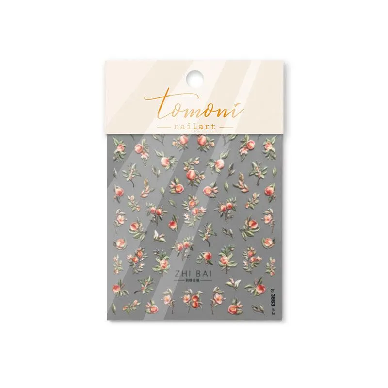Fruit Nail Art Stickers Adhesive Peach Leaf Sticker Decals to3881