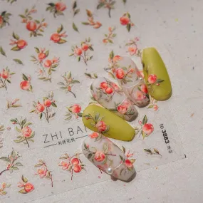 Fruit Nail Art Stickers Adhesive Peach Leaf Sticker Decals to3881