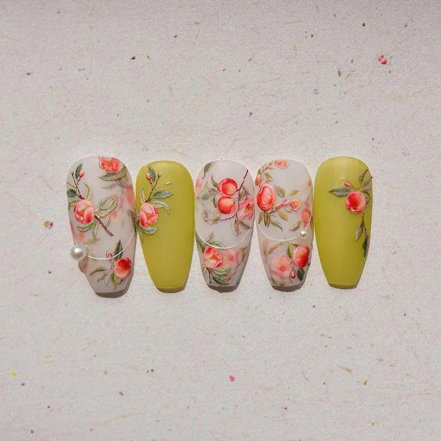 Fruit Nail Art Stickers Adhesive Peach Leaf Sticker Decals to3881