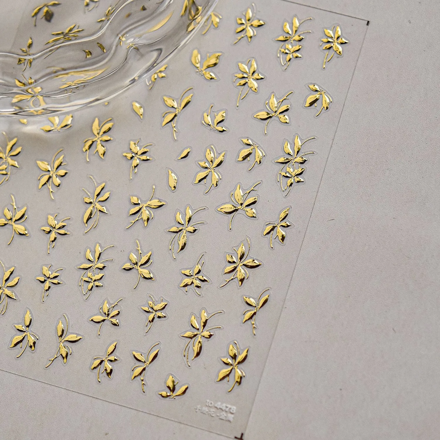 Gold Leaf Nail Art Stickers Metal Effect Adhesive Embossed Sticker Decals to4478