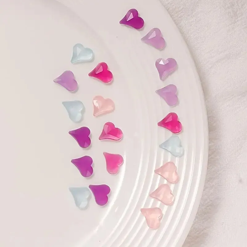 Heart Shaped Nail Art Decorations | 3D Nail Art Decals Resin Charms For Gel Acrylic Nail Design Jewelry Crafts Making