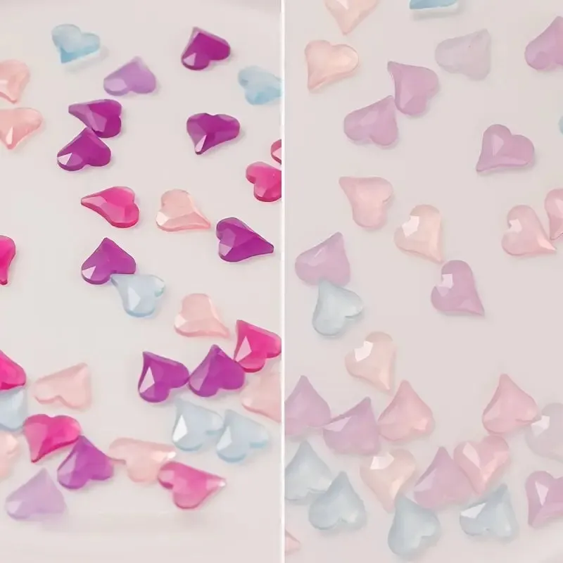 Heart Shaped Nail Art Decorations | 3D Nail Art Decals Resin Charms For Gel Acrylic Nail Design Jewelry Crafts Making