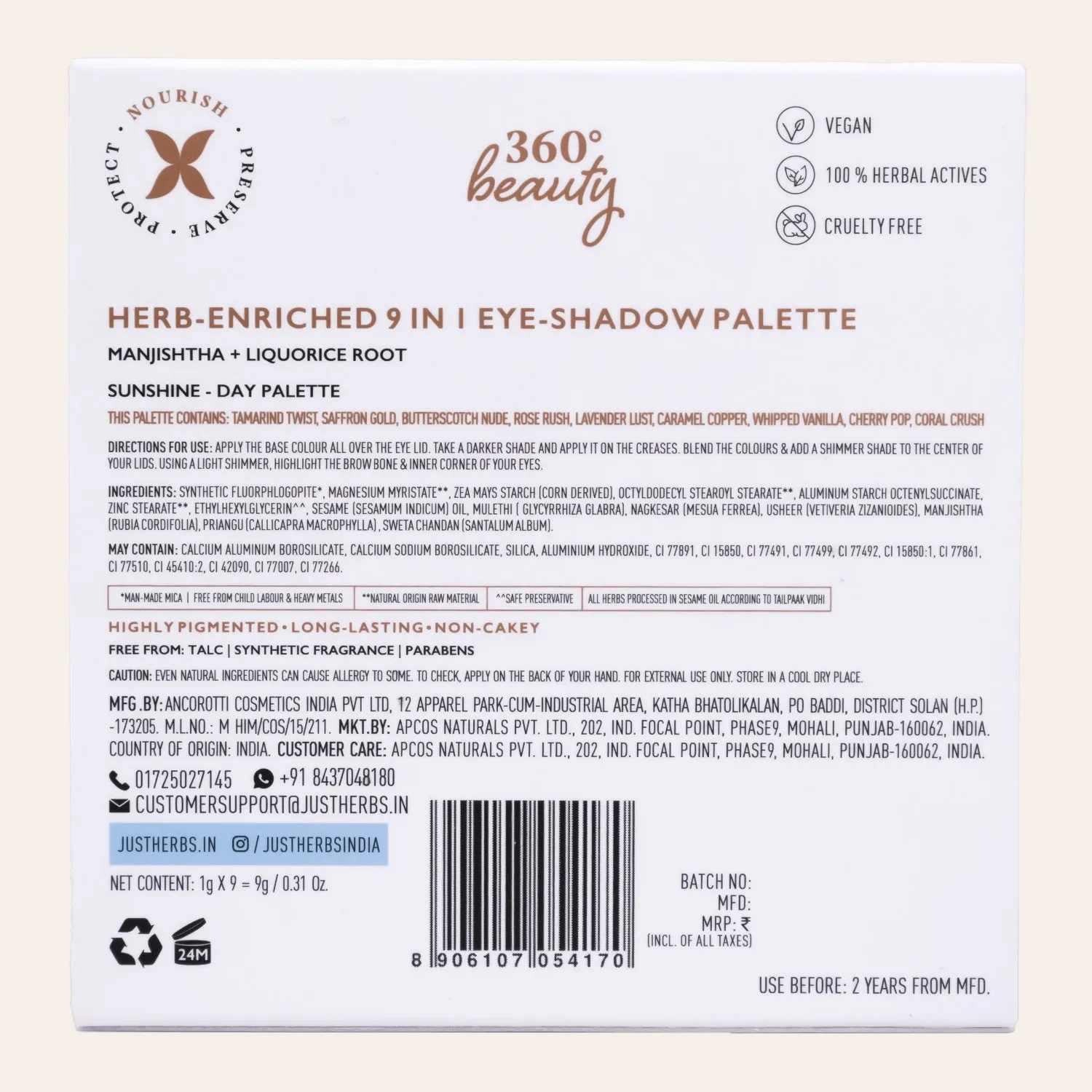 Herb-Enriched 9 in 1 Eyeshadow Palette: Available in 2 Variants