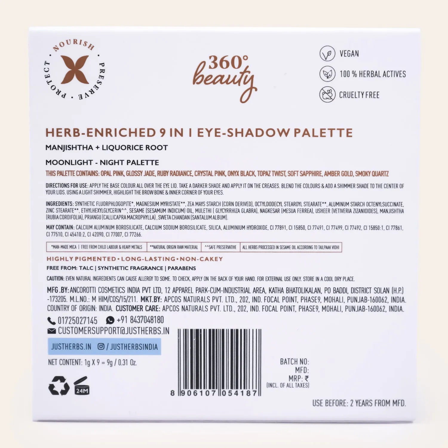 Herb-Enriched 9 in 1 Eyeshadow Palette (Available in 2 Variants)