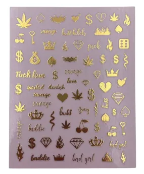 Impressed Authentic 5 Sheets Luxury Nail Art Stickers 500  Gold Customized Nail Decals for Fake Nail Design and Salon Nails Accessories