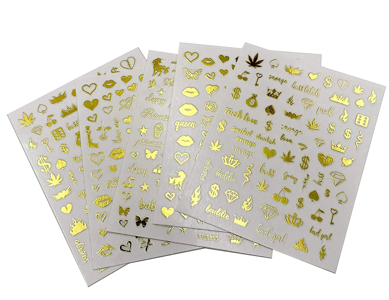Impressed Authentic 5 Sheets Luxury Nail Art Stickers 500  Gold Customized Nail Decals for Fake Nail Design and Salon Nails Accessories