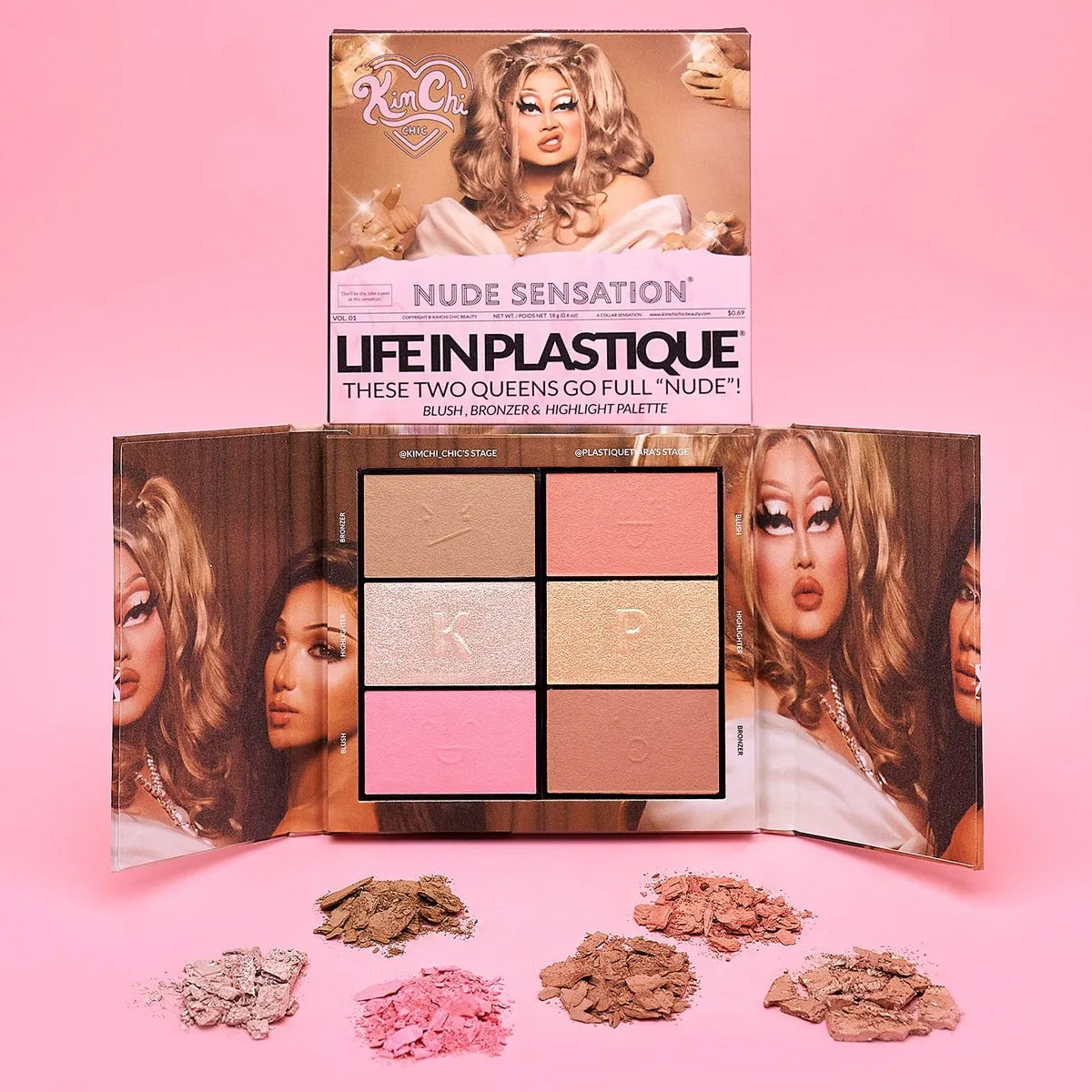 KIMCHI X PLASTIQUE Nude Sensation: Blush, Bronzer & Highlighter Palette